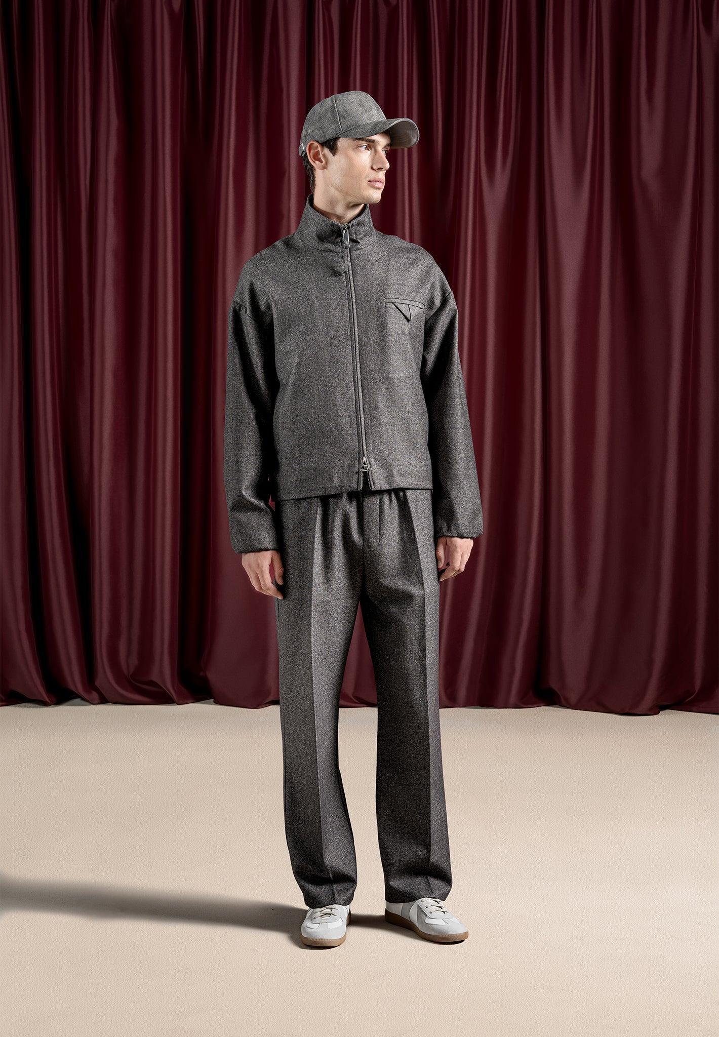 Tailored Funnel Neck Jacket - Grey Male Product Image