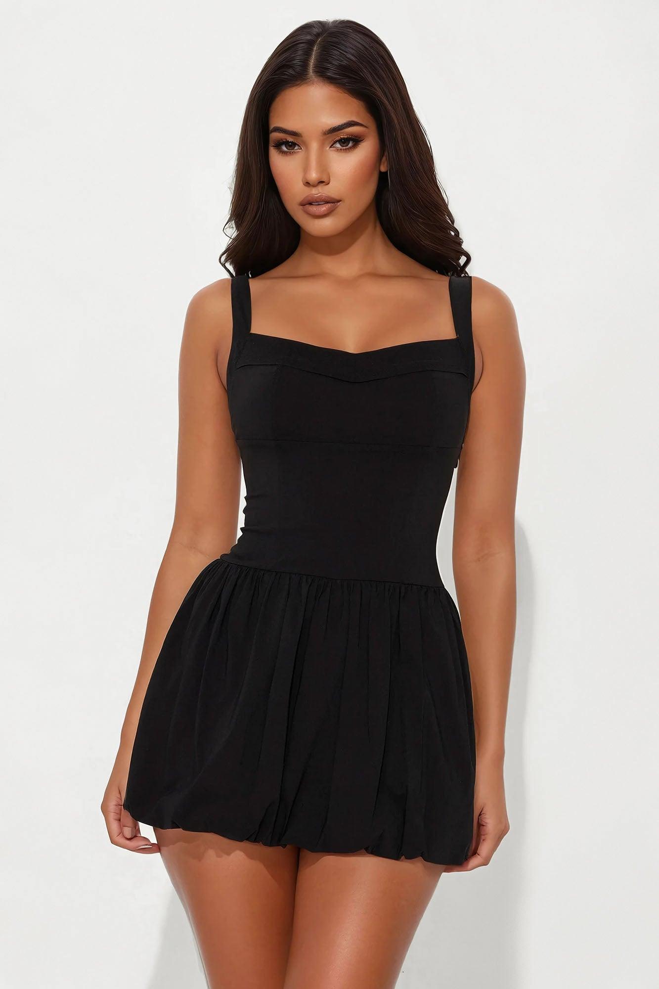 Bianca Bubble Mini Dress - Black Product Image