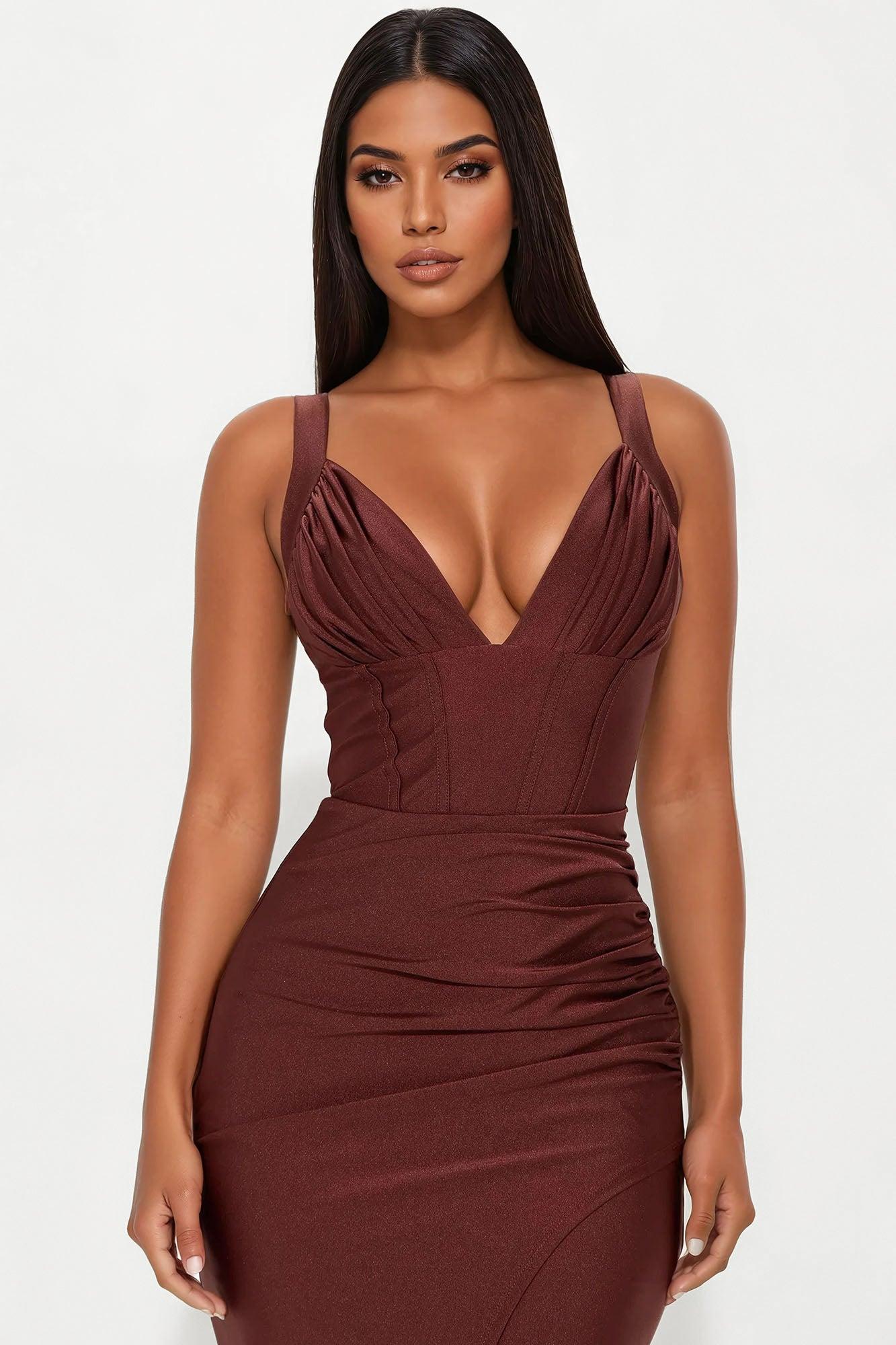 On Scene Maxi Dress - Chocolate Product Image