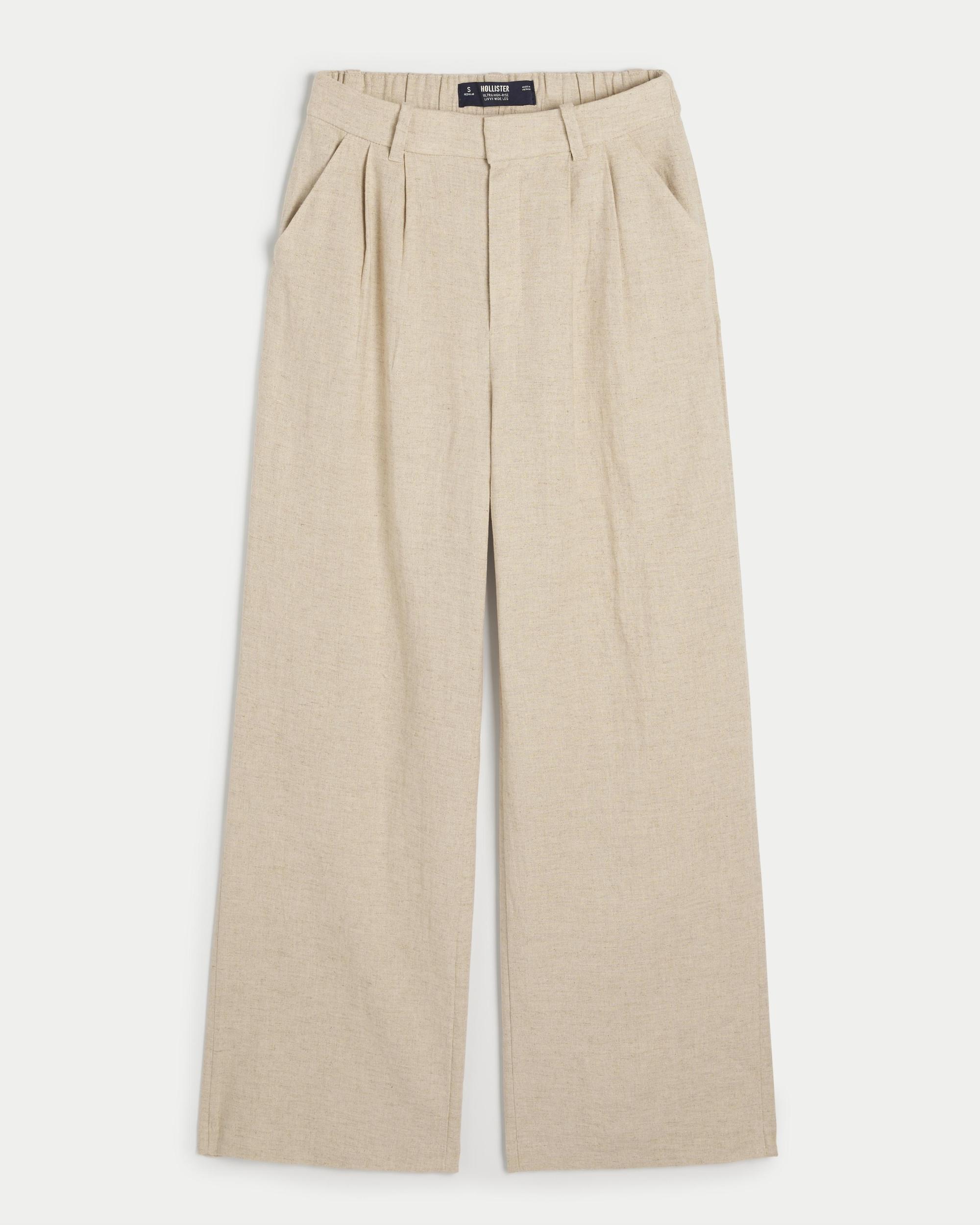 Hollister Livvy Ultra High-Rise Linen-Blend Wide-Leg Pants Product Image