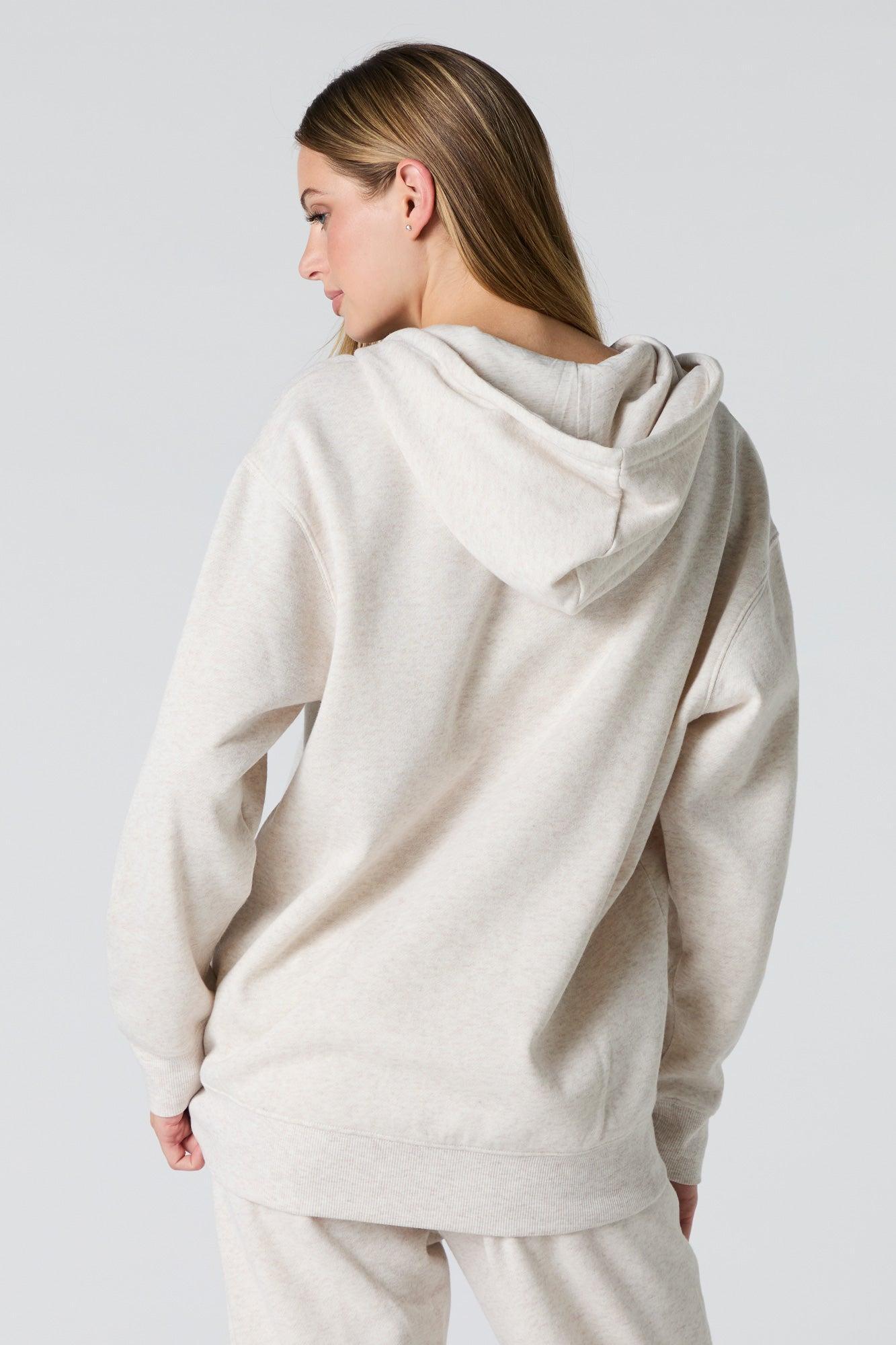 Oversized Zip-Up Fleece Hoodie Female Product Image