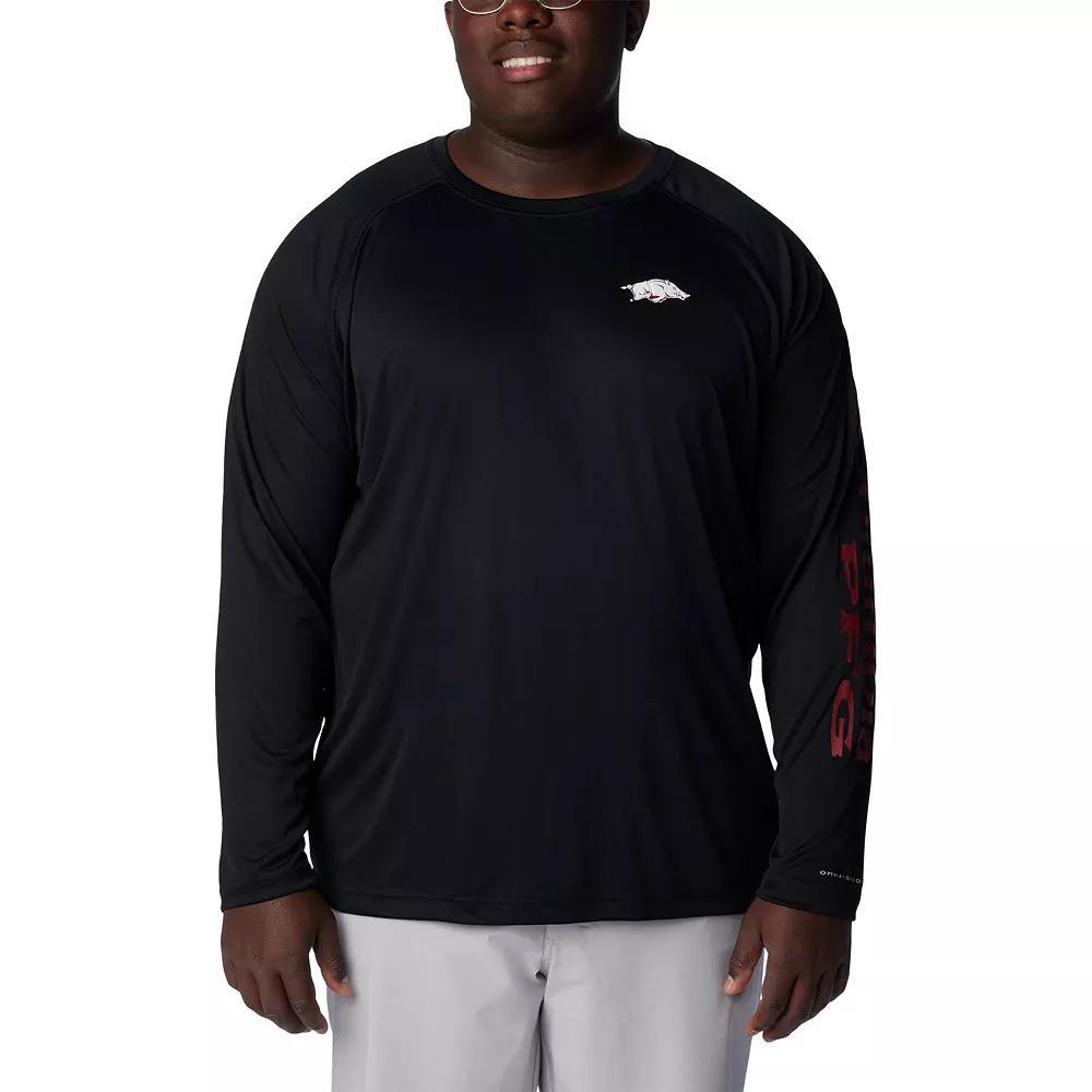 Men's Columbia Black Arkansas Razorbacks Big & Tall PFG Terminal Tackle Omni-Shade Raglan Long Sleeve T-Shirt, Size: 6XB Product Image