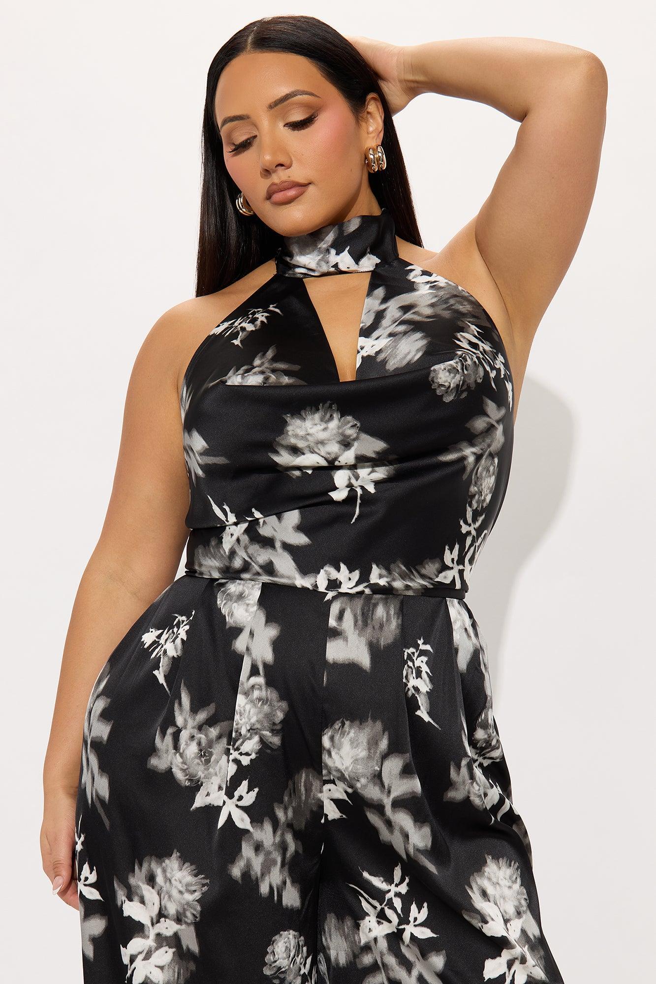 Something About You Satin Jumpsuit - Black/White Product Image