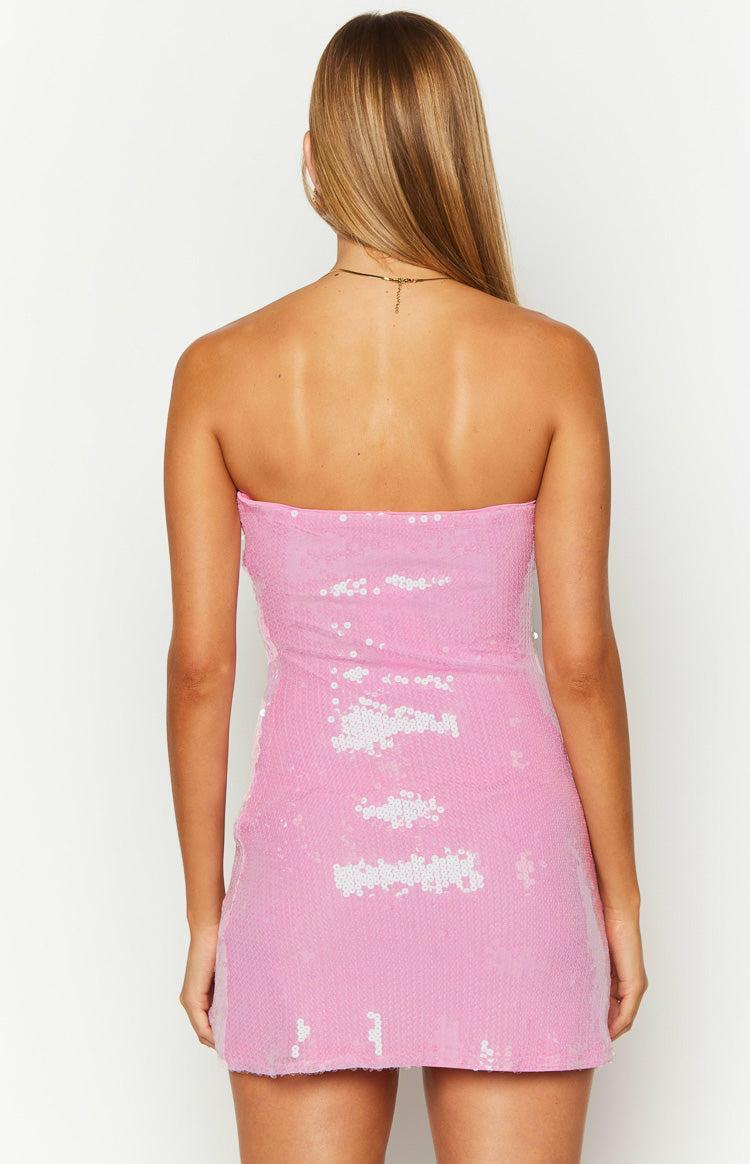 Quinn Pink Sequin Rose Mini Dress Product Image