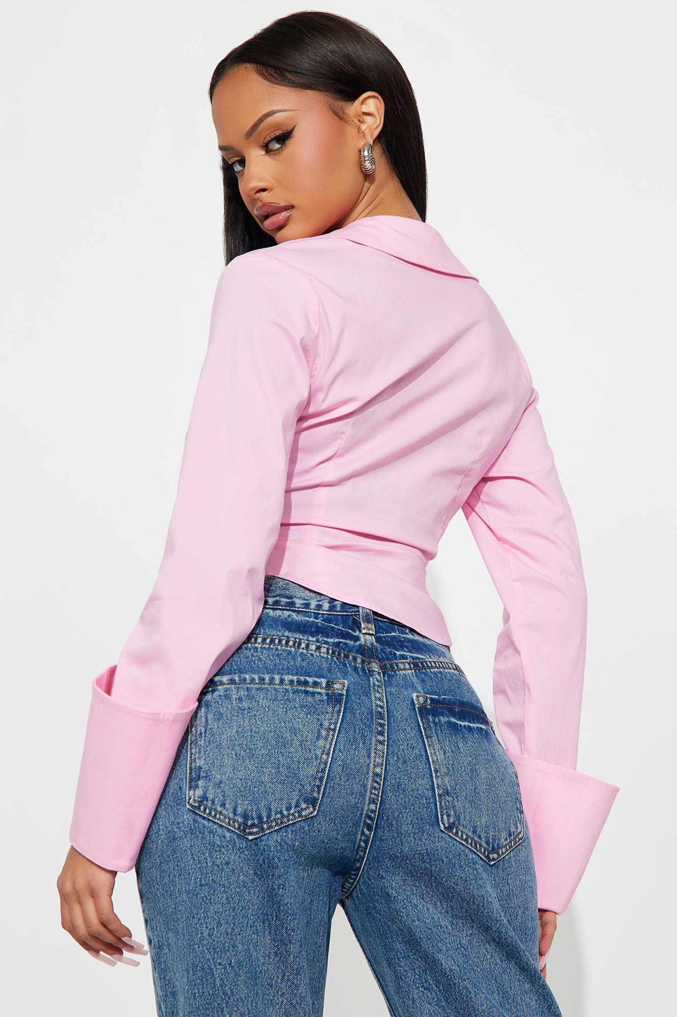 Wait On It Poplin Shirt - Pink Product Image