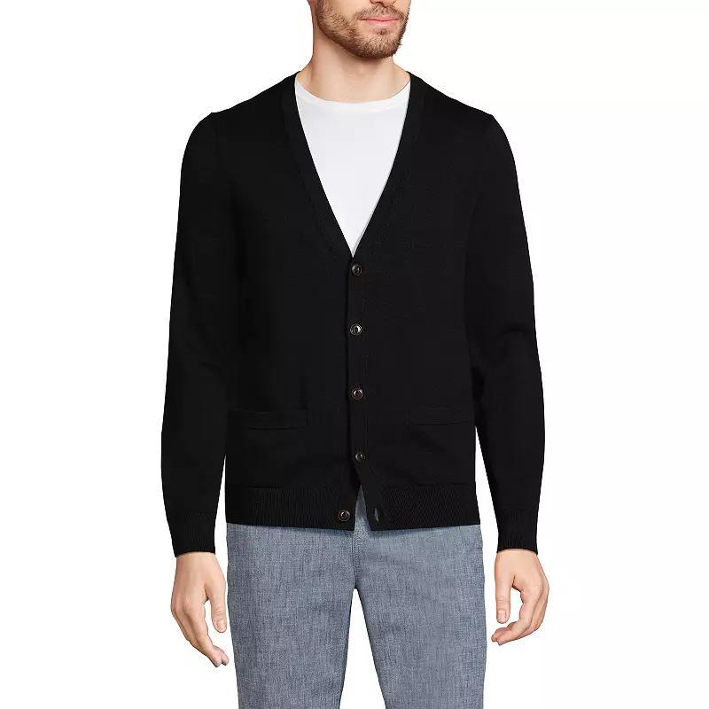 Big & Tall Lands' End Cotton Cardigan, Men's, Size: Medium Tall, Black Product Image