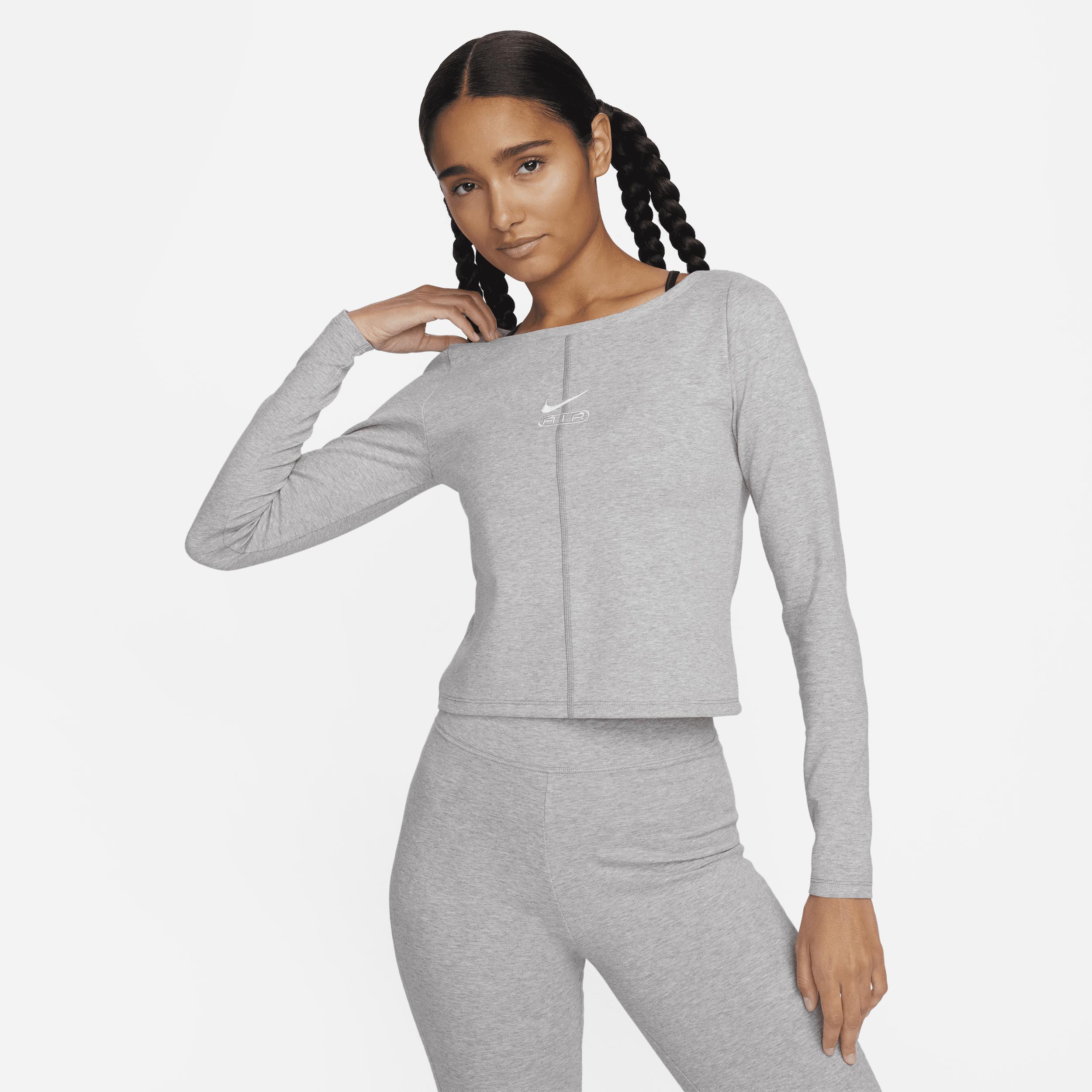Nike Womens NSW Air Long Sleeve Top - White/Gray Product Image