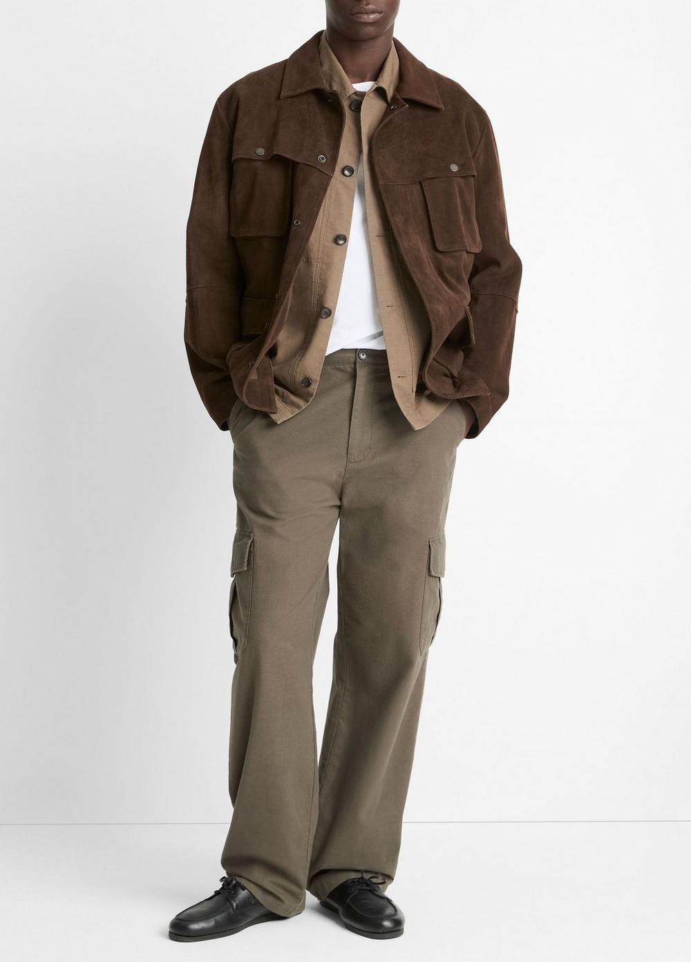 Mens Suede Hunter Jacket, Dark Brown, Size L Vince Product Image