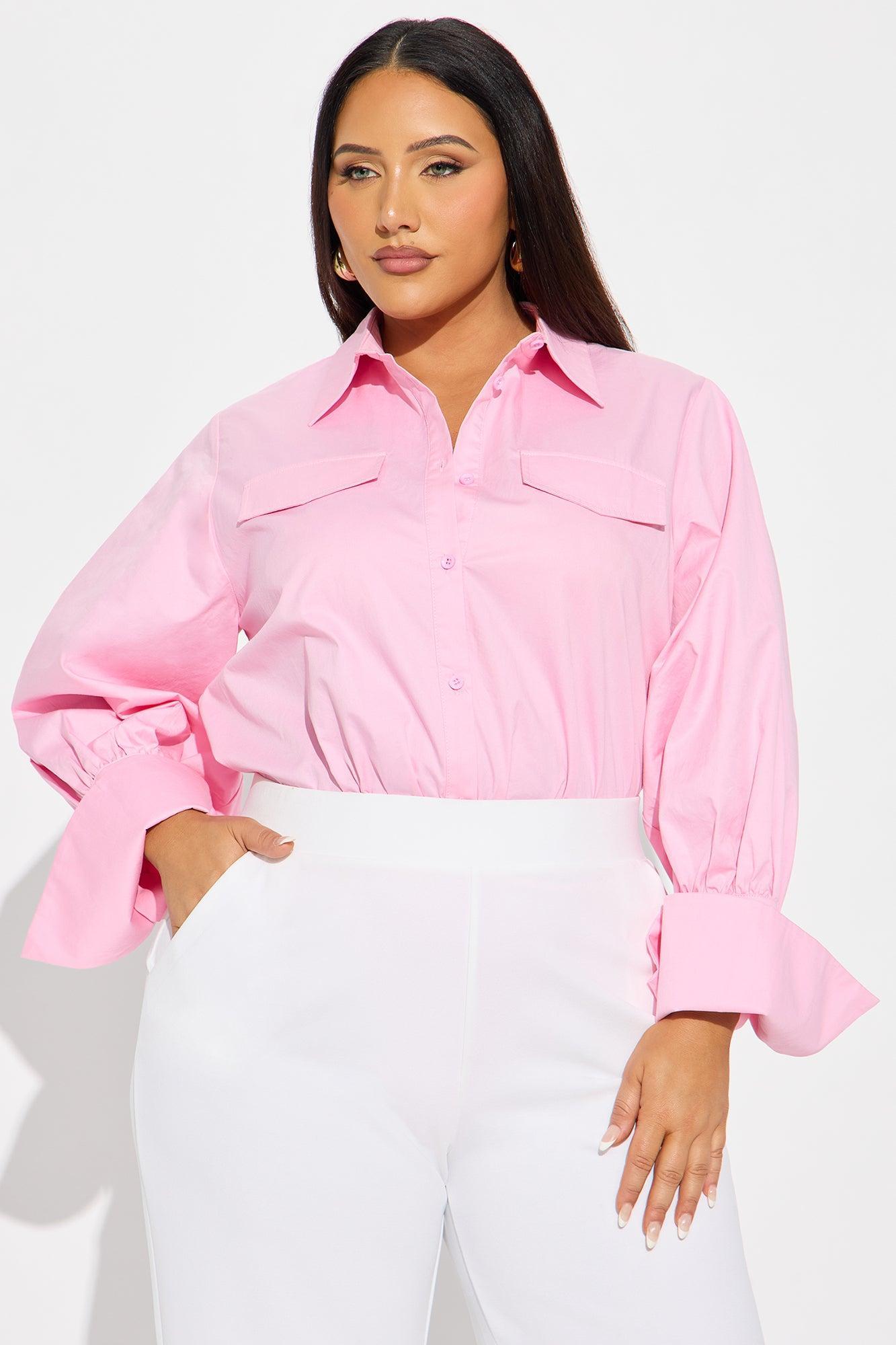 Be The Vibe Poplin Bodysuit - Pink Female Product Image