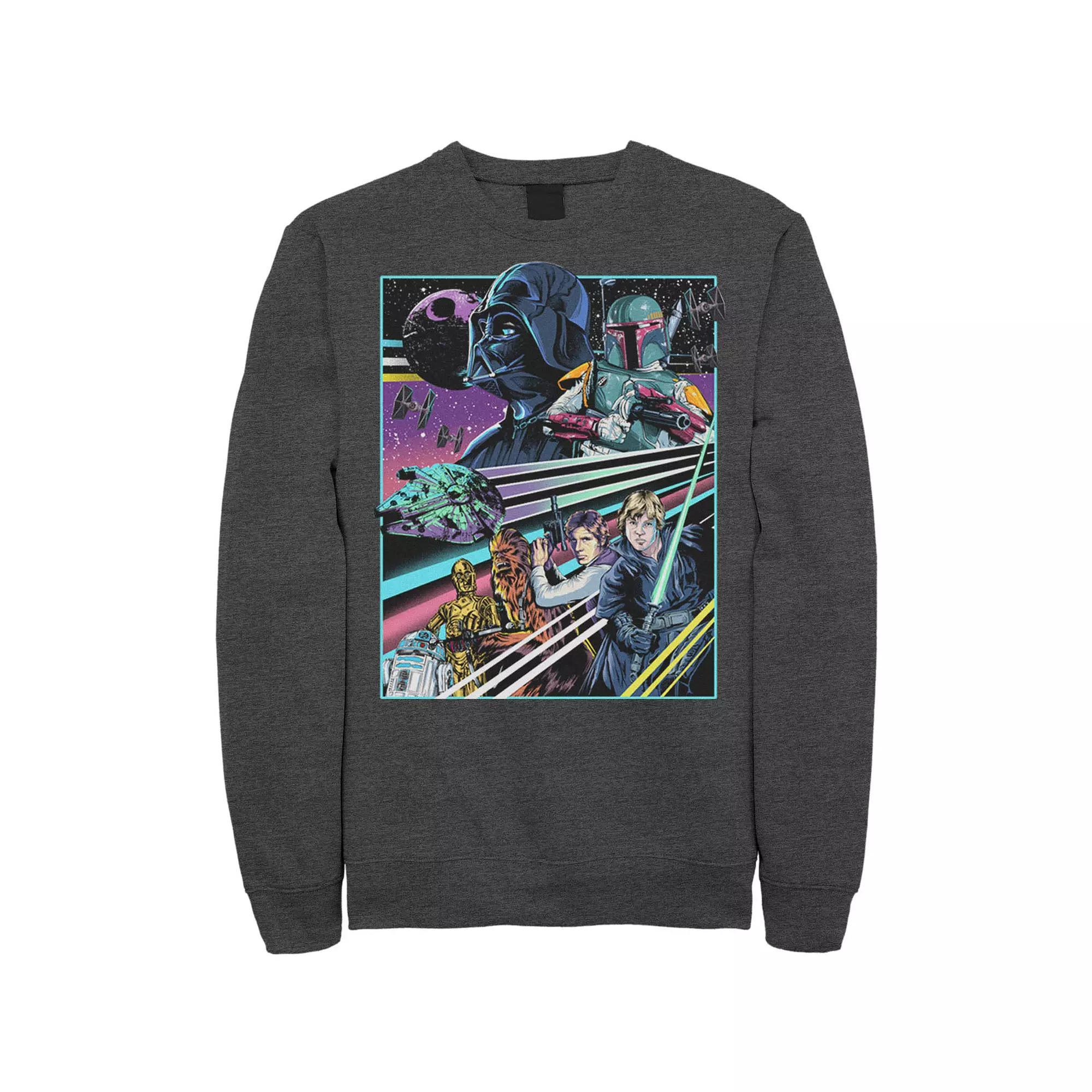 Men's Star Wars Neon Rebel Alliance Poster Sweatshirt, Size: XL, Athletic Grey Product Image