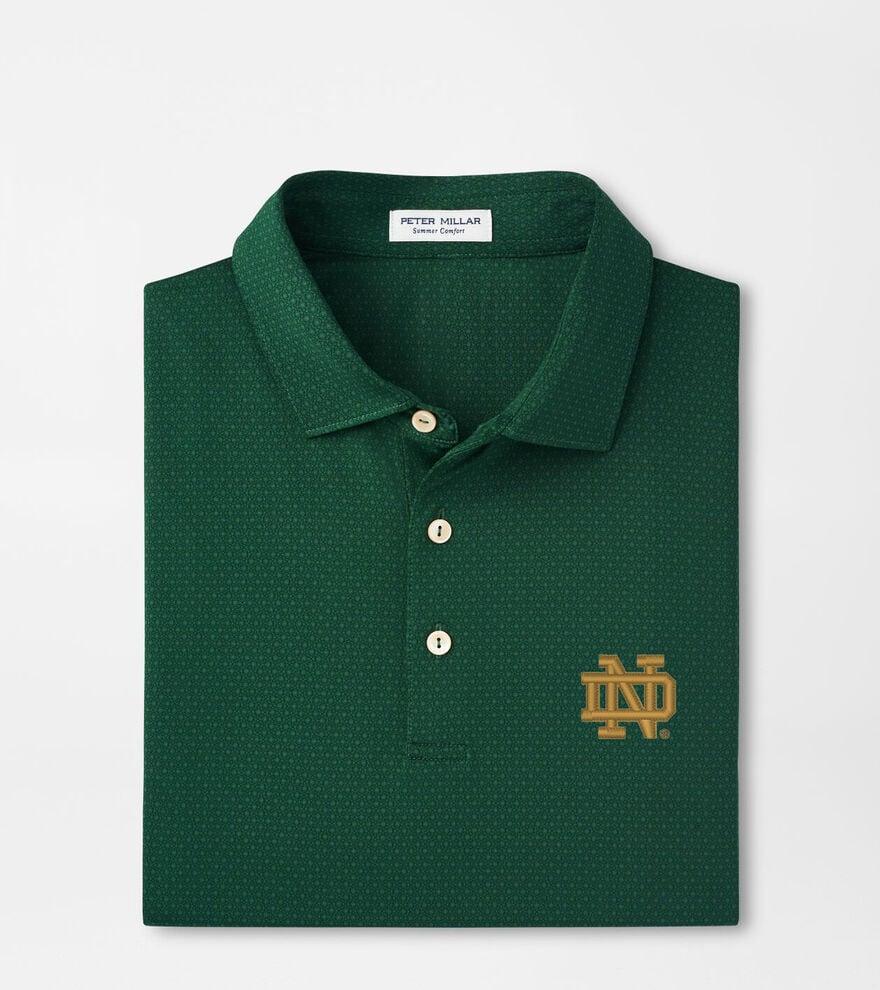 Peter Millar Mens Notre Dame Tesseract Performance Jersey Polo | Color: Green | Size: S | ND Product Image