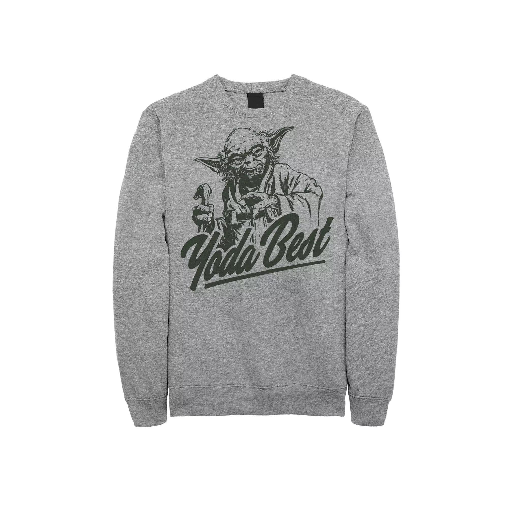Men's Star Wars Yoda Best Outline Portrait Graphic Sweatshirt, Size: Small, Athletic Grey Product Image