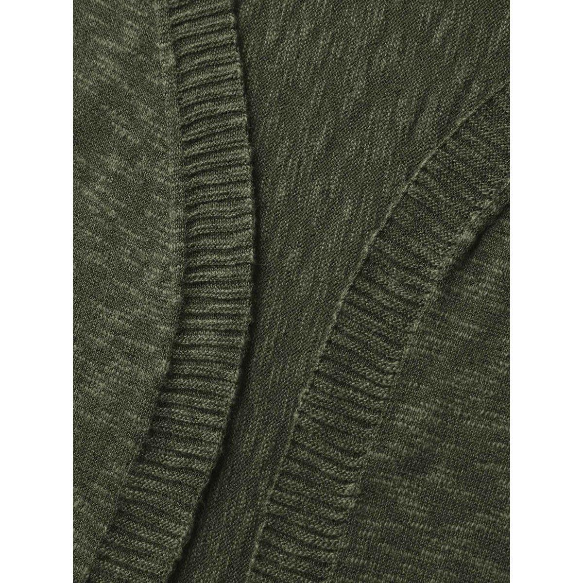 Plus Size Curvy Hem Solid Open-Front Lightweight Cardigan ArmyGreen Women Loose Half Sleeve Everyday-Casual Cardigans BloomChic 14-16/1X Product Image