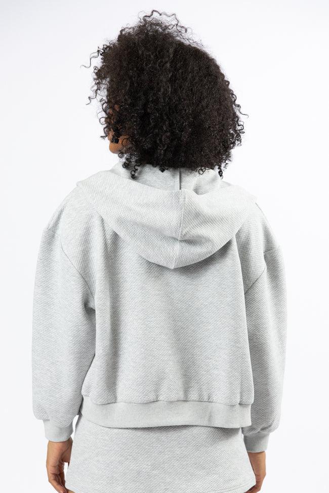 Have It My Way Grey Textured Knit Zip Up Hooded Sweatshirt SALE Product Image