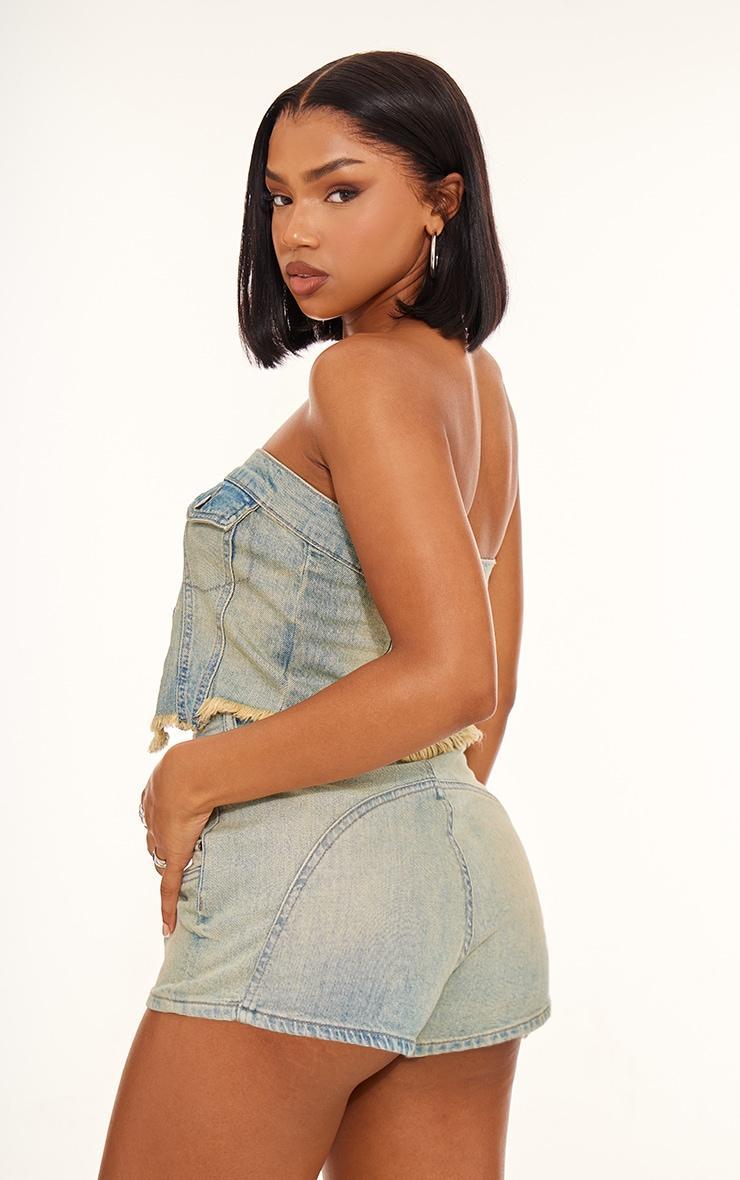 Vintage Wash Raw Hem Denim Corset Product Image