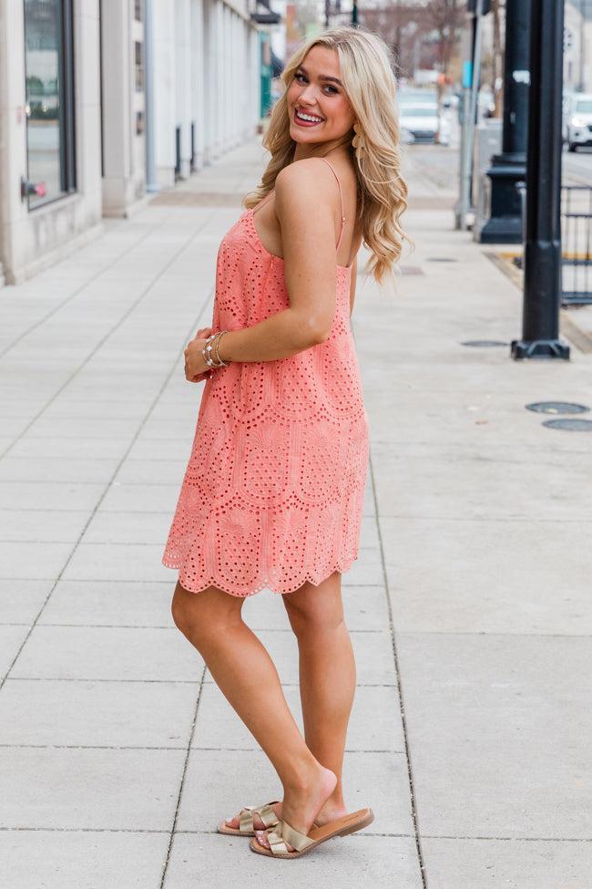 Wind Up Here Coral Woven Mini Dress SALE Product Image