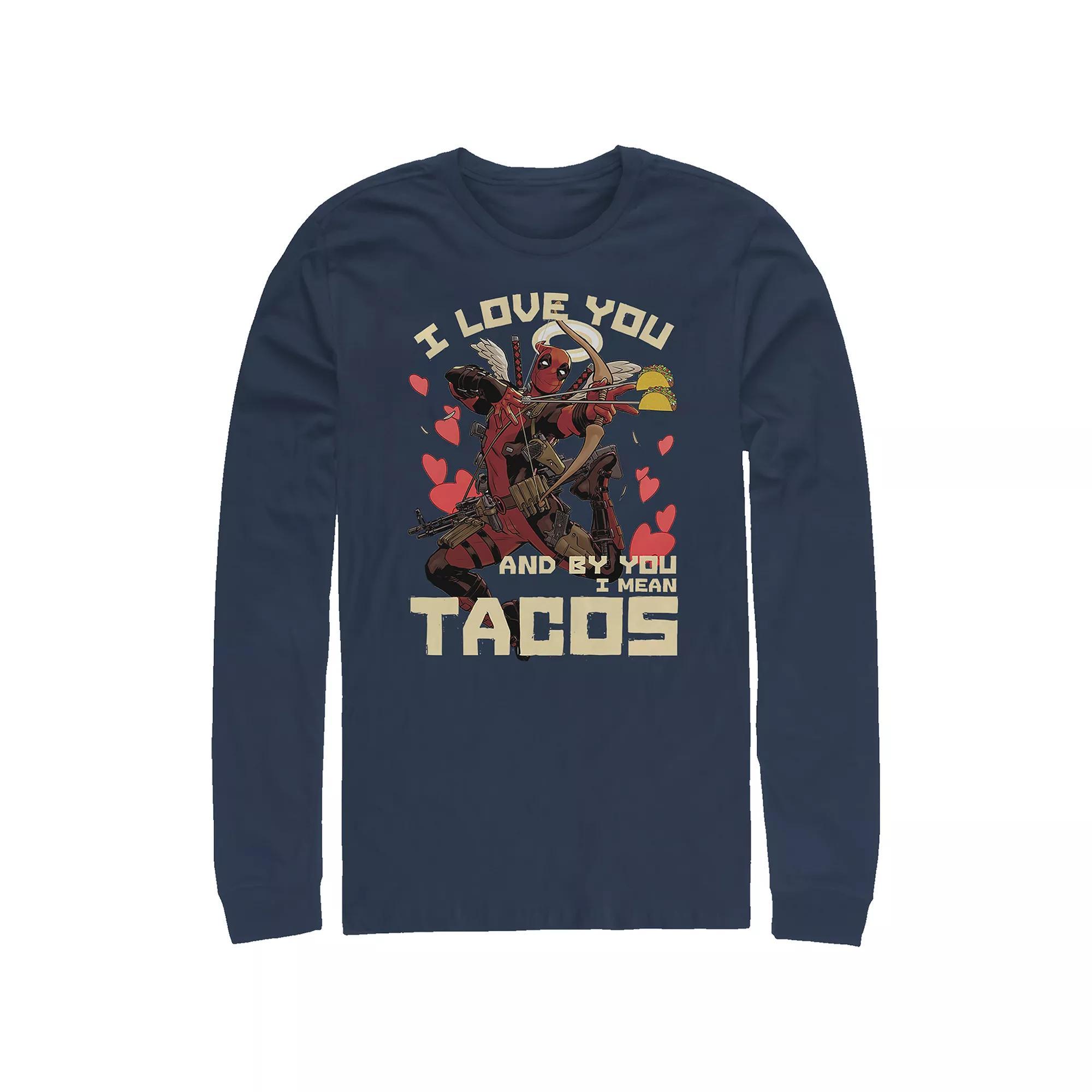 Big & Tall Marvel Deadpool I Love Tacos Long Sleeve Graphic Tee, Men's, Size: 3XB, Blue Product Image