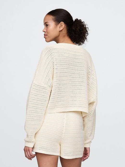 Crochet Cropped Boatneck Sweater Product Image
