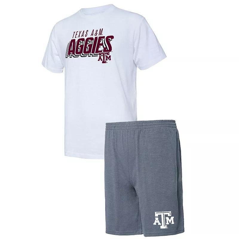 Mens Concepts Sport Charcoal/White Texas A&M Aggies Downfield T-Shirt & Shorts Set Product Image