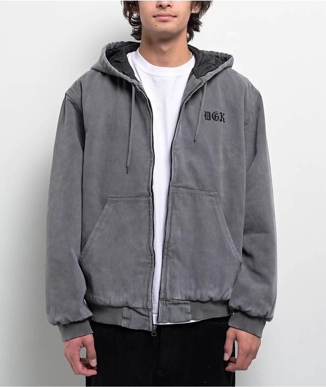DGK Watcher Grey Wash Hooded Canvas Jacket Product Image