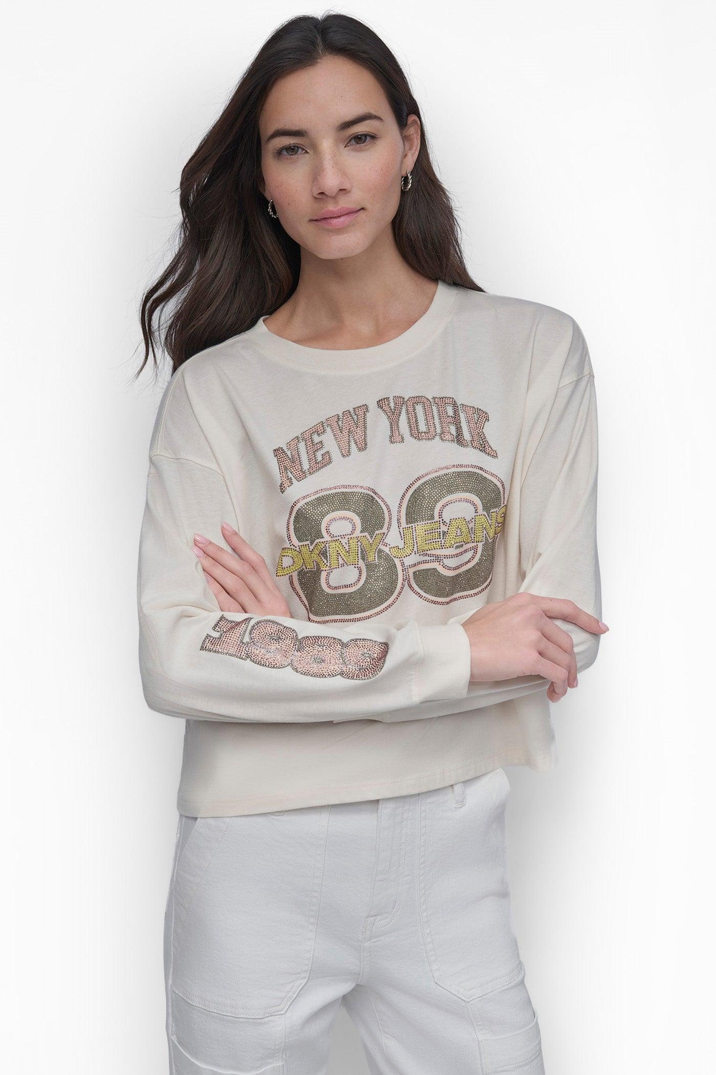MULTI COLOR RHINESTONE LOGO LONG TEE Product Image