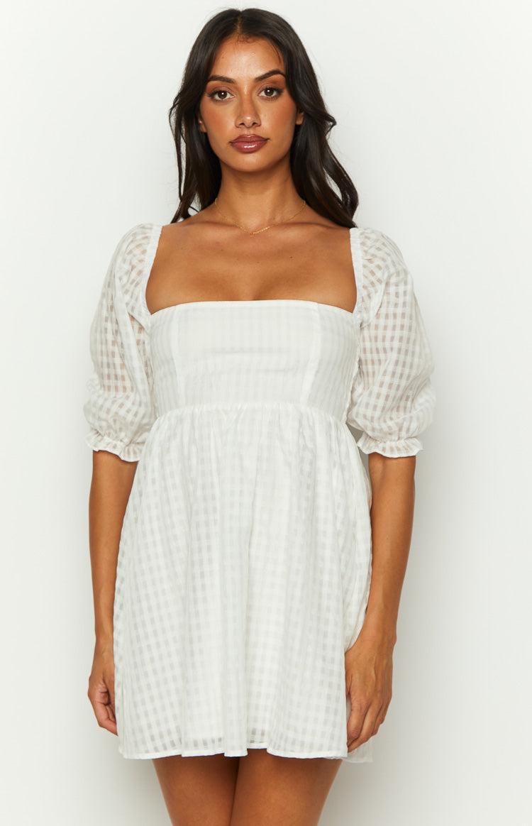 Rubi White Babydoll Mini Dress Product Image
