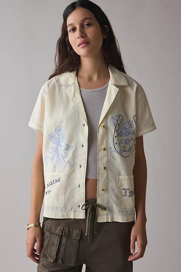 BDG Nash Embroidered Souvenir Short Sleeve Button-Down Shirt Womens at Urban Outfitters Product Image