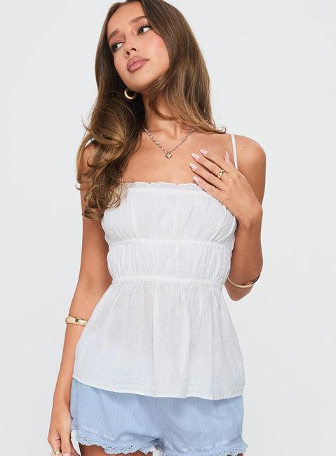 Rosecliff Ruched Longline Top Ivory Product Image