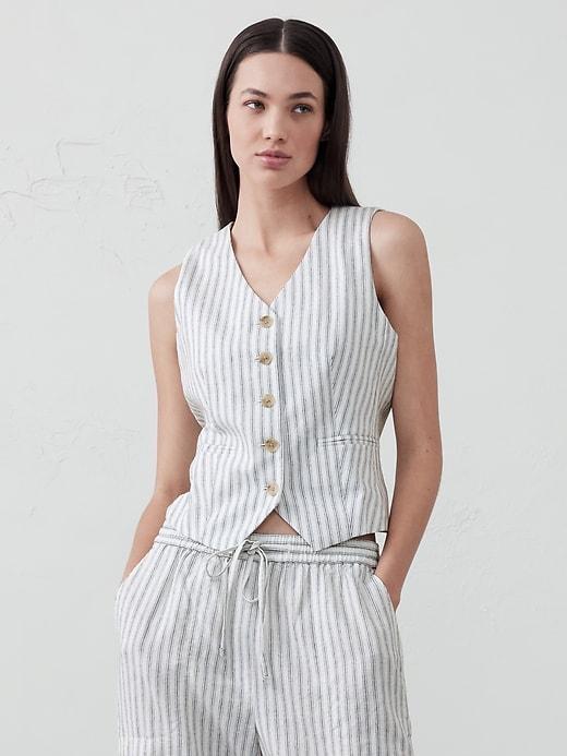 Linen-Blend Classic Vest Product Image