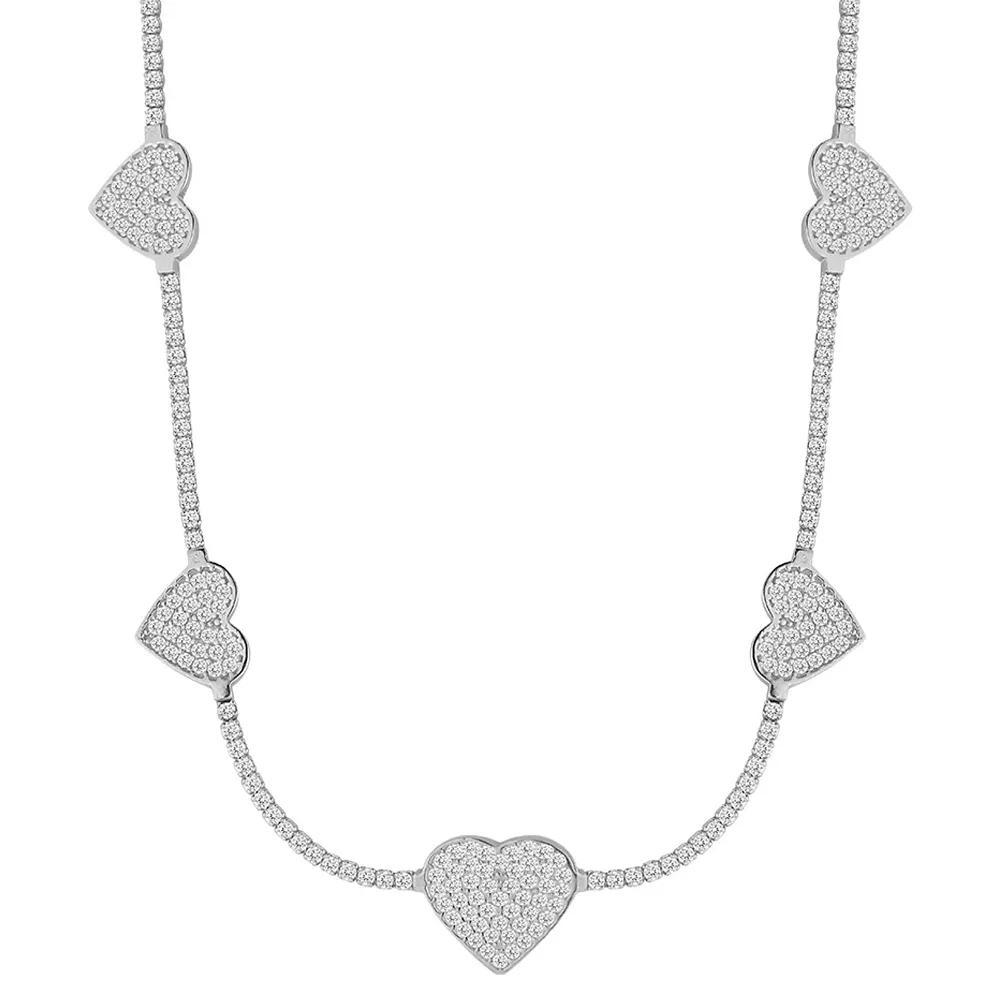 Sunkissed Sterling 14k Gold over Silver CZ Heart Tennis Choker Necklace, Women's, Size: 15", Gold Tone Product Image