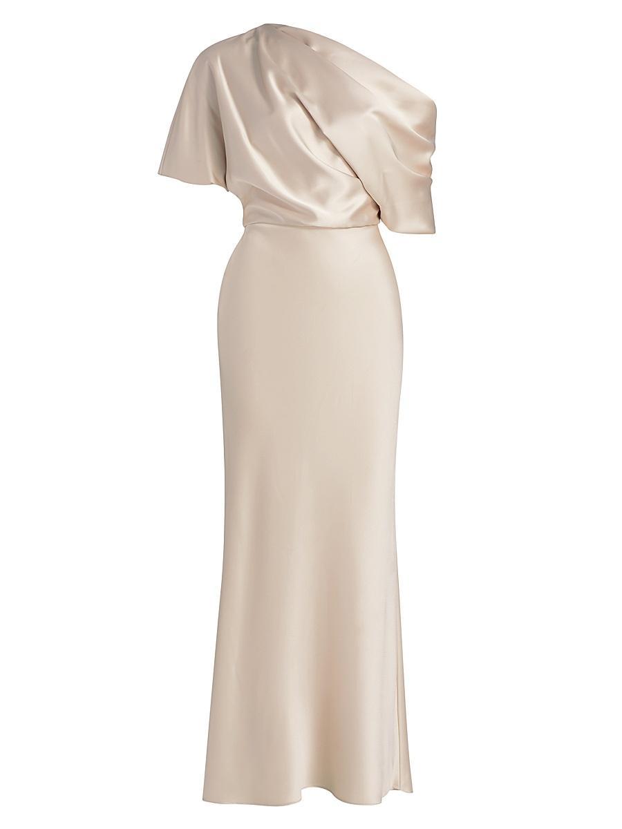 Womens Satin One-Shoulder Gown Product Image