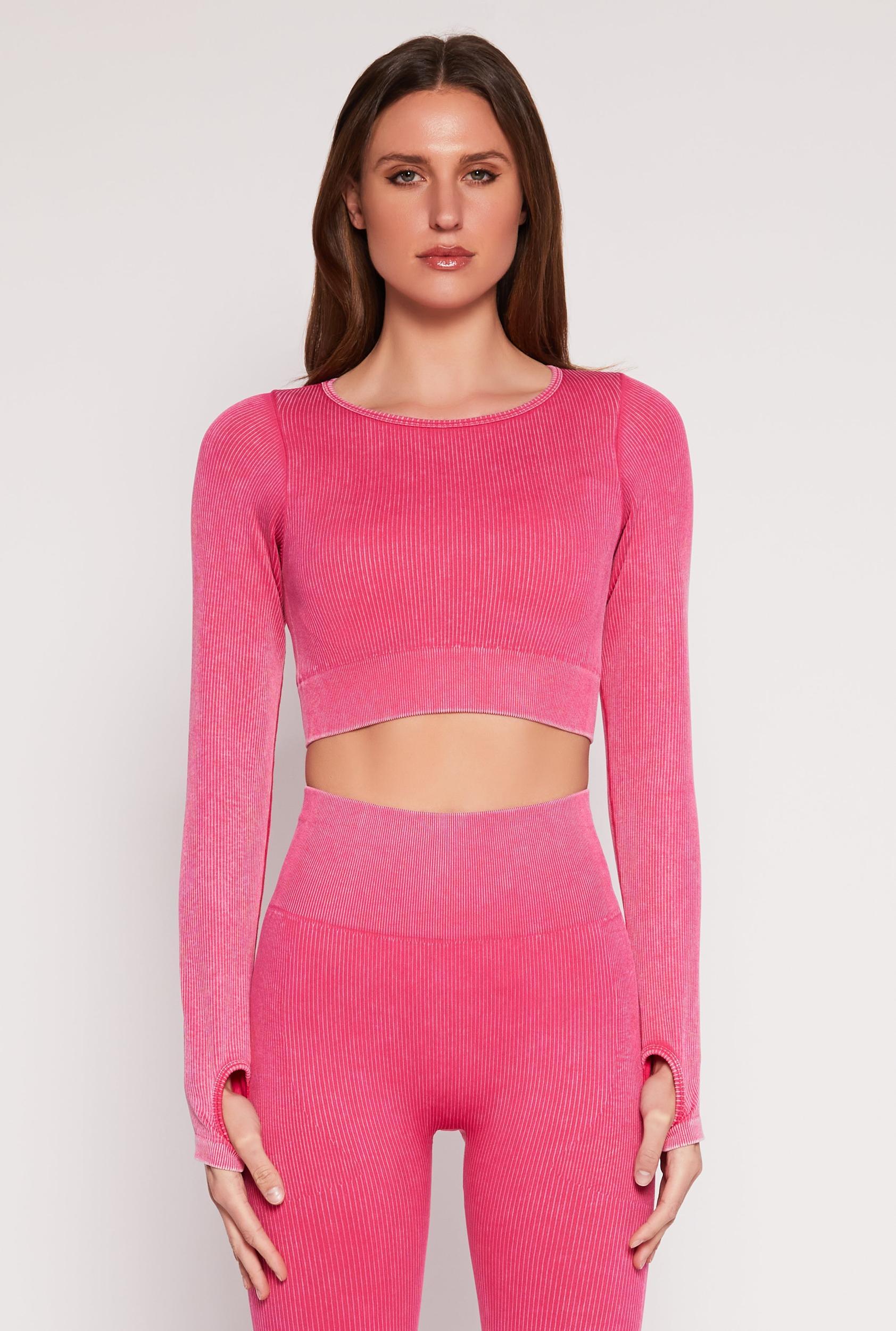 Womens Daisy Ribbed Knit Long Sleeve Crop Top Product Image