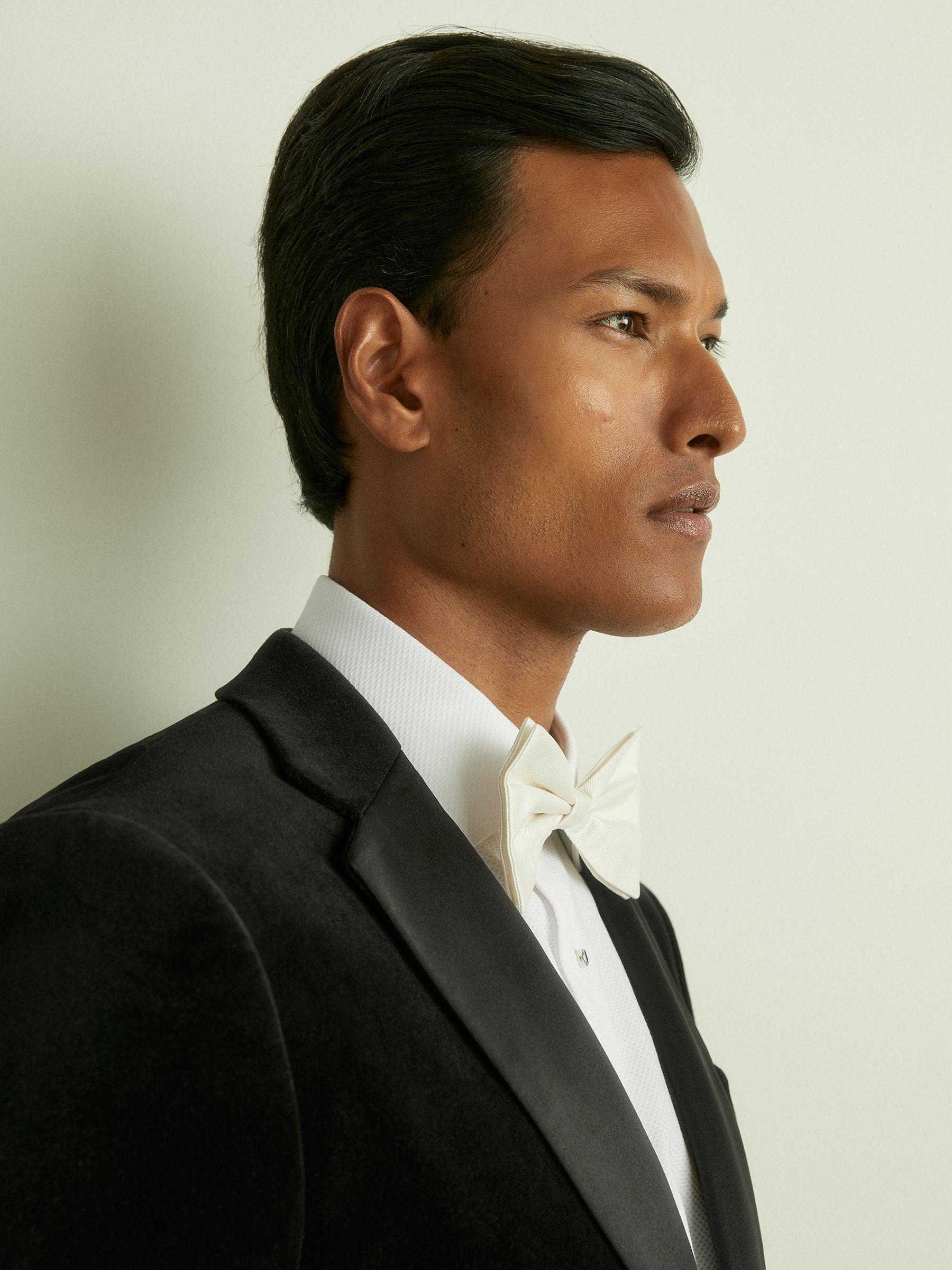 Velvet Single Breasted Slim Fit Jacket in Black Product Image