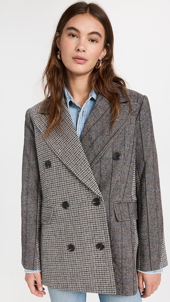 Avec Les Filles Mixed Plaid Double Breasted Blazer | Shopbop Product Image