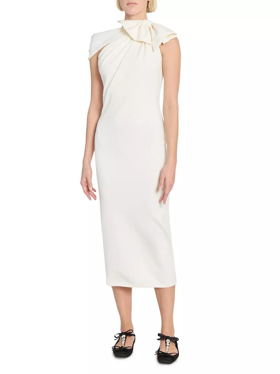 Asymmetric Bow Knit Midi-Dress Product Image