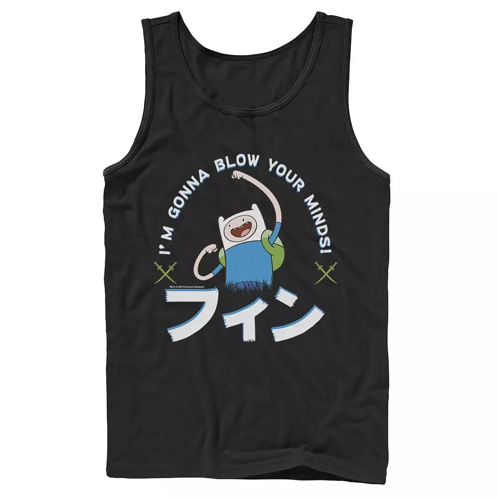 Men's Adventure Time Finn I'm Gonna Blow Your Minds Kanji Portrait Tank Top, Size: Large, Black Product Image