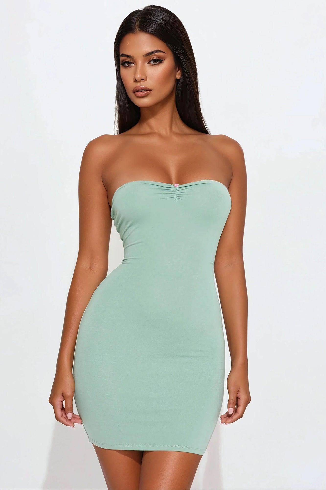 Sweet Date Double Lined Mini Dress - Sage Product Image