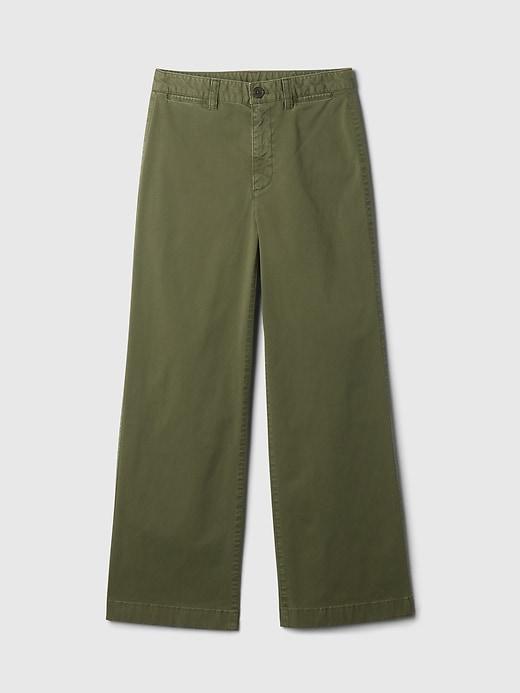 High Rise Stride Wide-Leg Ankle Khakis Product Image