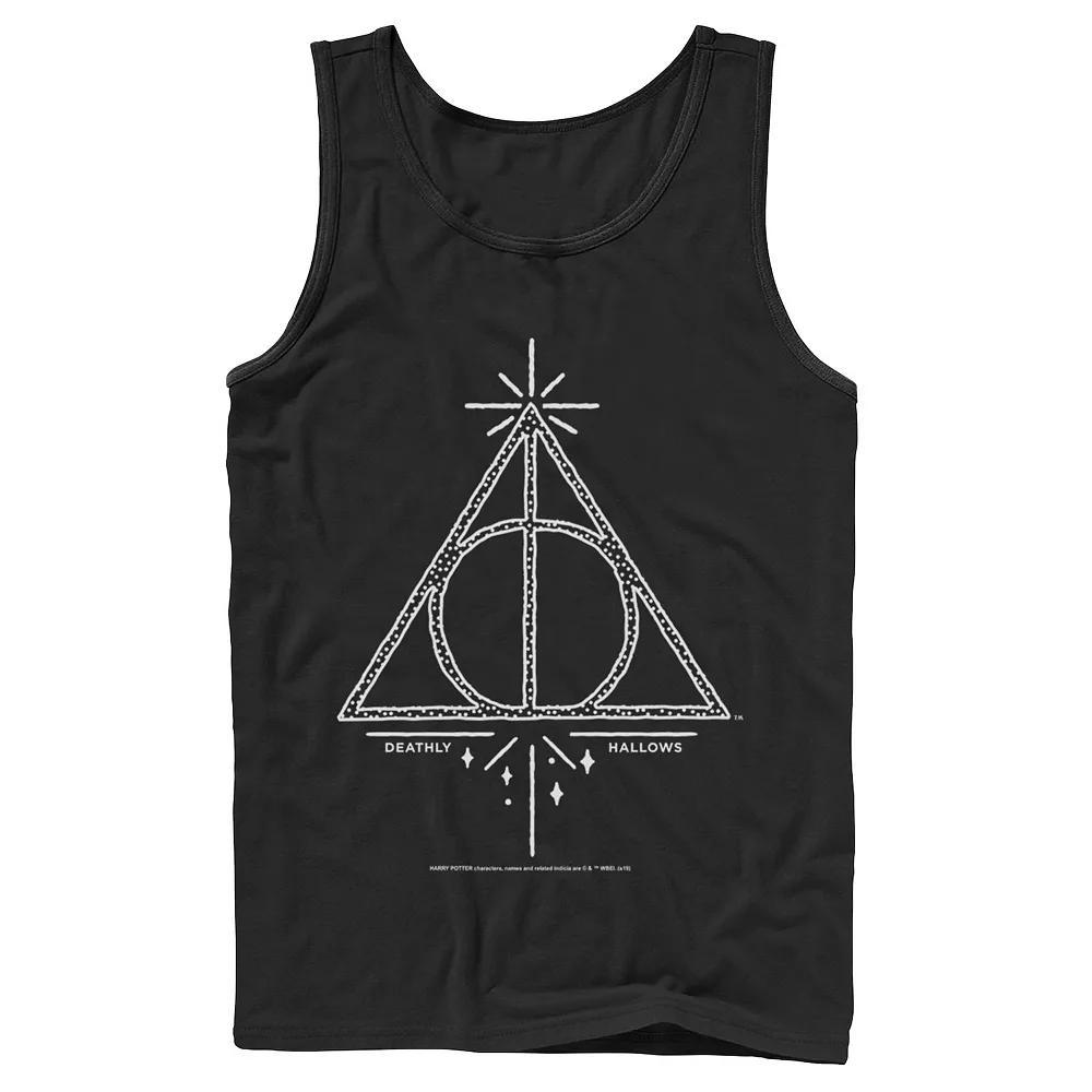 Men's Harry Potter Deathly Hallows Symbol Line Art Graphic Tank Top, Size: Large, Black Product Image
