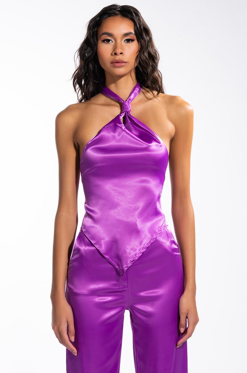 NEW HORIZONS SATIN HALTER BLOUSE Product Image
