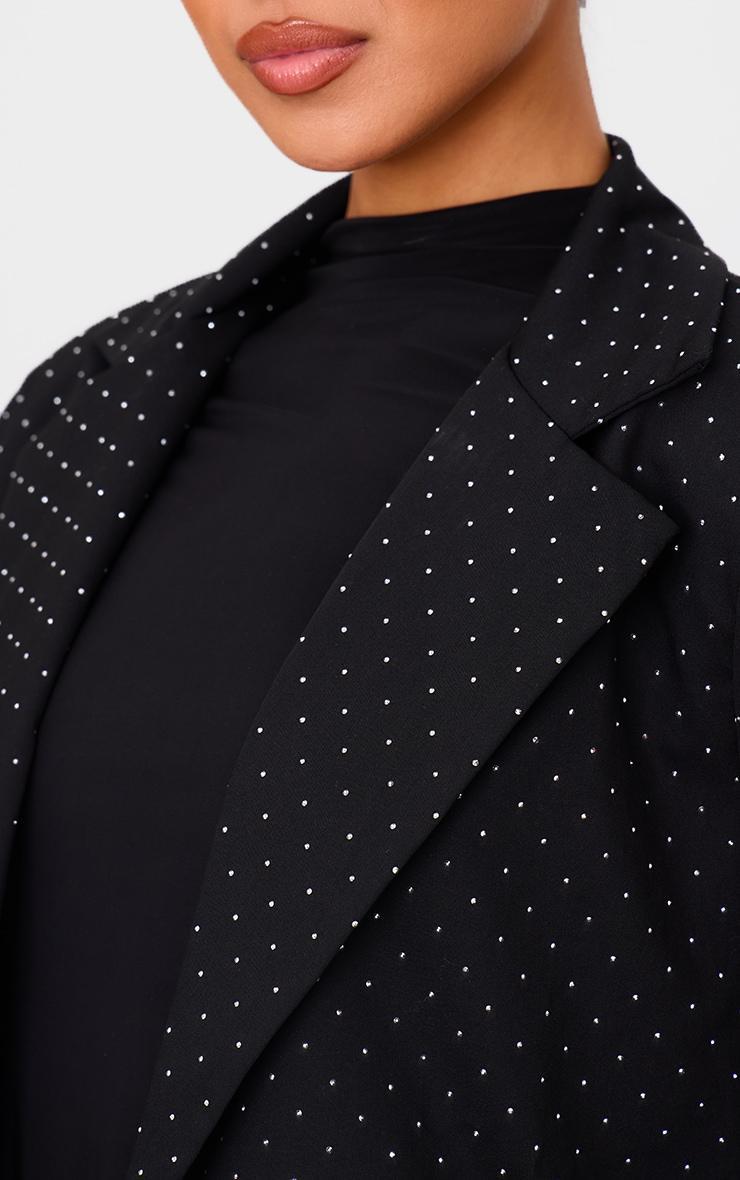 Black Diamante Boxy Oversized Blazer Product Image