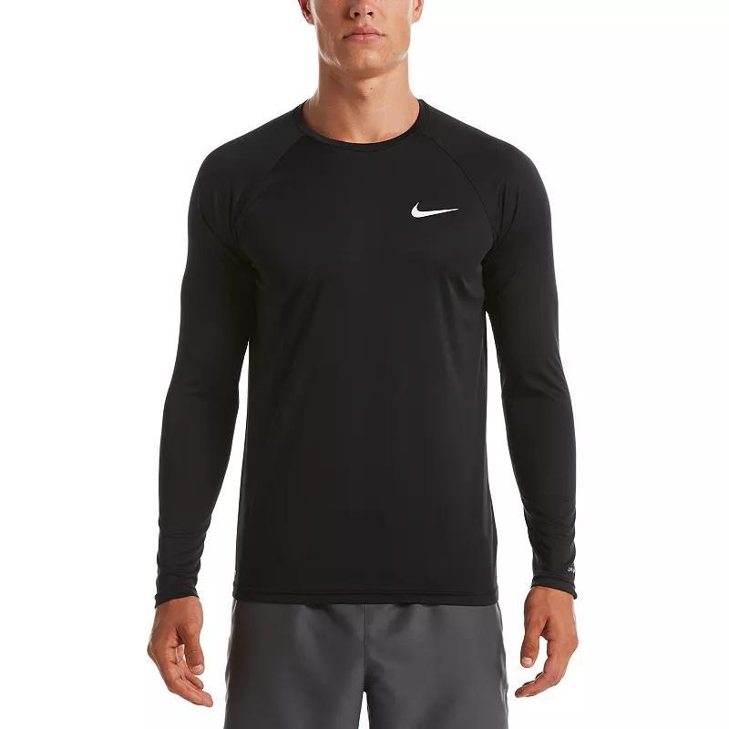 Men's Nike Dri-FIT UPF 40+ Hydroguard Long Sleeve Swim Tee, Size: Medium, Black Navy Product Image