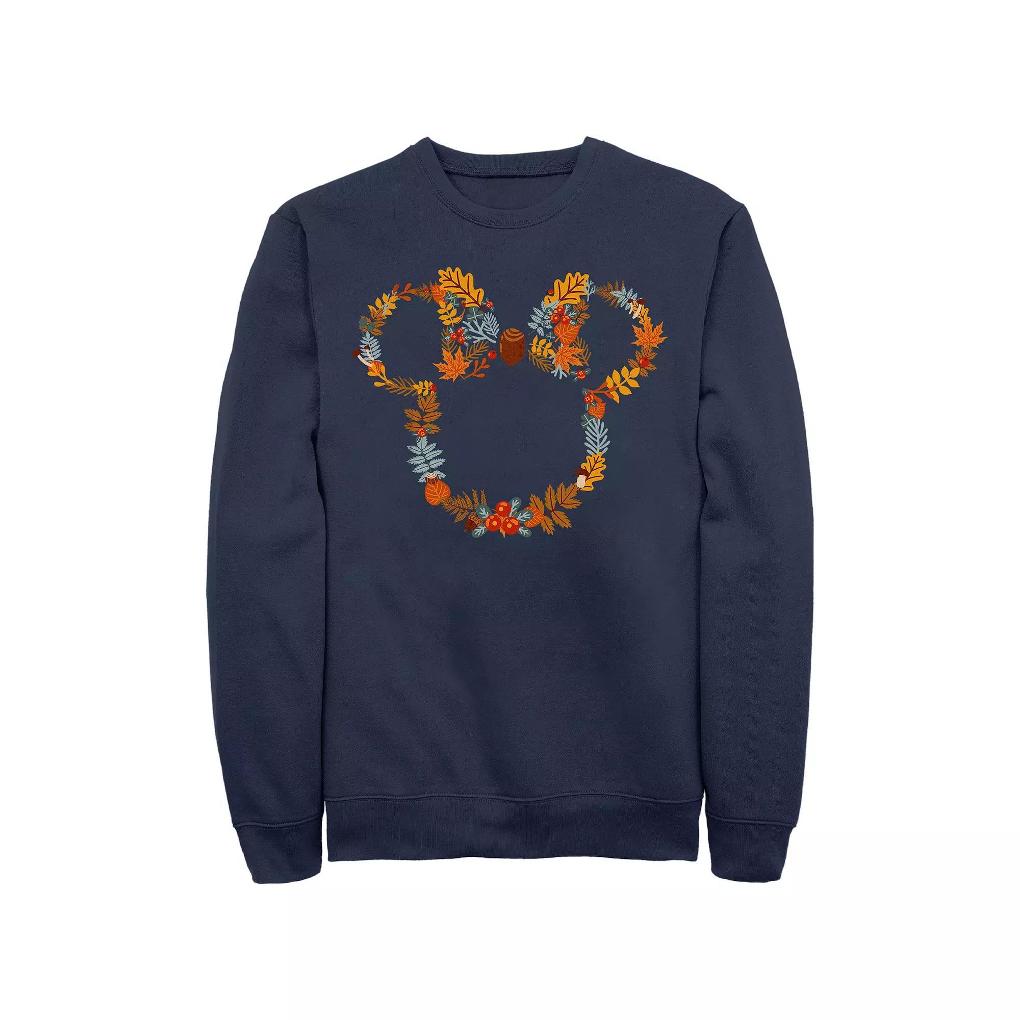 Disneys Mickey Mouse Autumn Wreath Mens Graphic Fleece Blue Product Image
