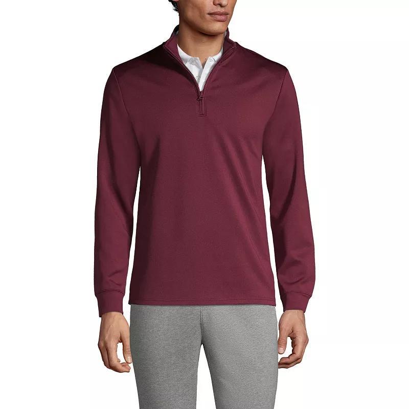 Men's Lands' End School Uniform Quarter Zip Pullover Sweatshirt, Size: Large, Red Product Image