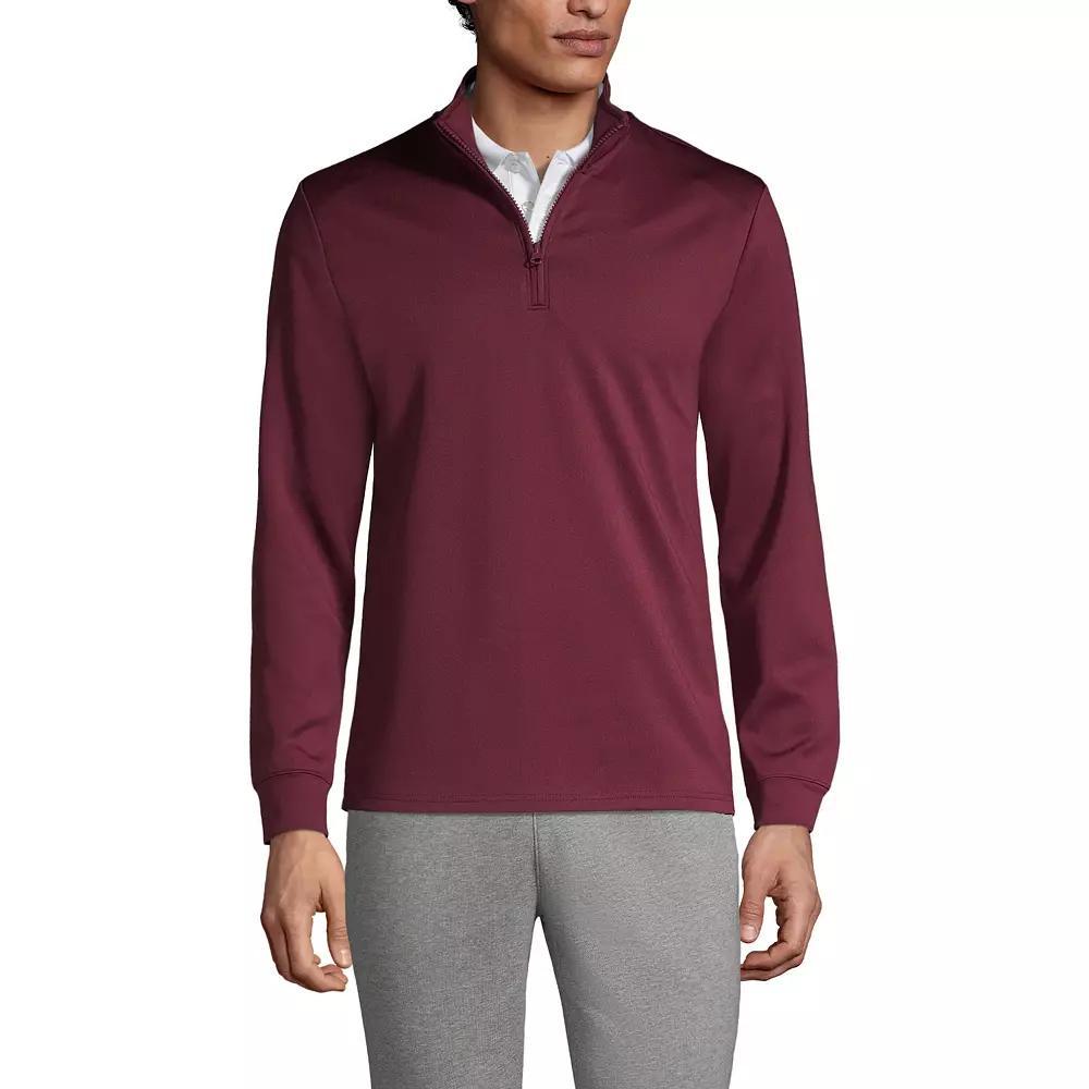 Men's Lands' End School Uniform Quarter Zip Pullover Sweatshirt, Size: Large, Red Product Image