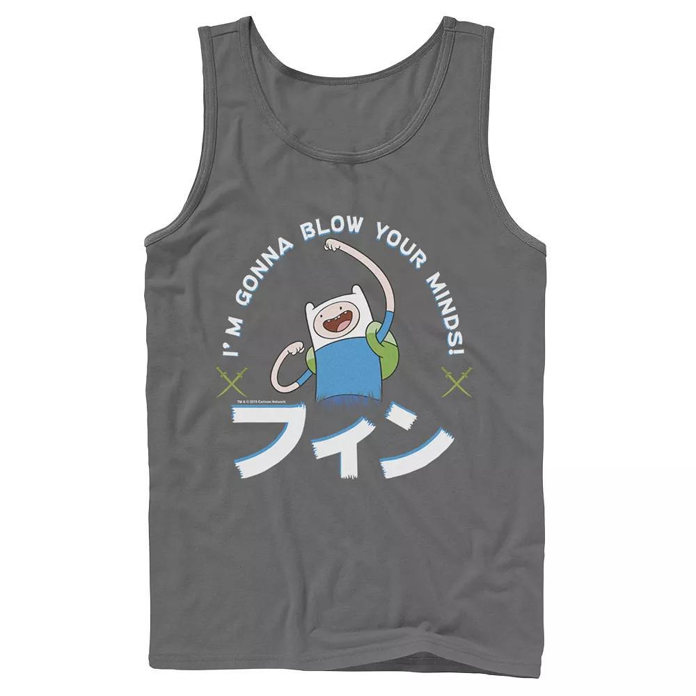 Men's Adventure Time Finn I'm Gonna Blow Your Minds Kanji Portrait Tank Top, Size: Large, Black Product Image