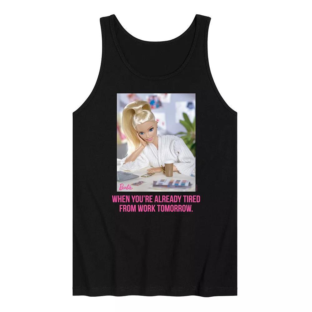 Mens Barbie Already Tired Work Graphic Tank Top Grey Gray Product Image