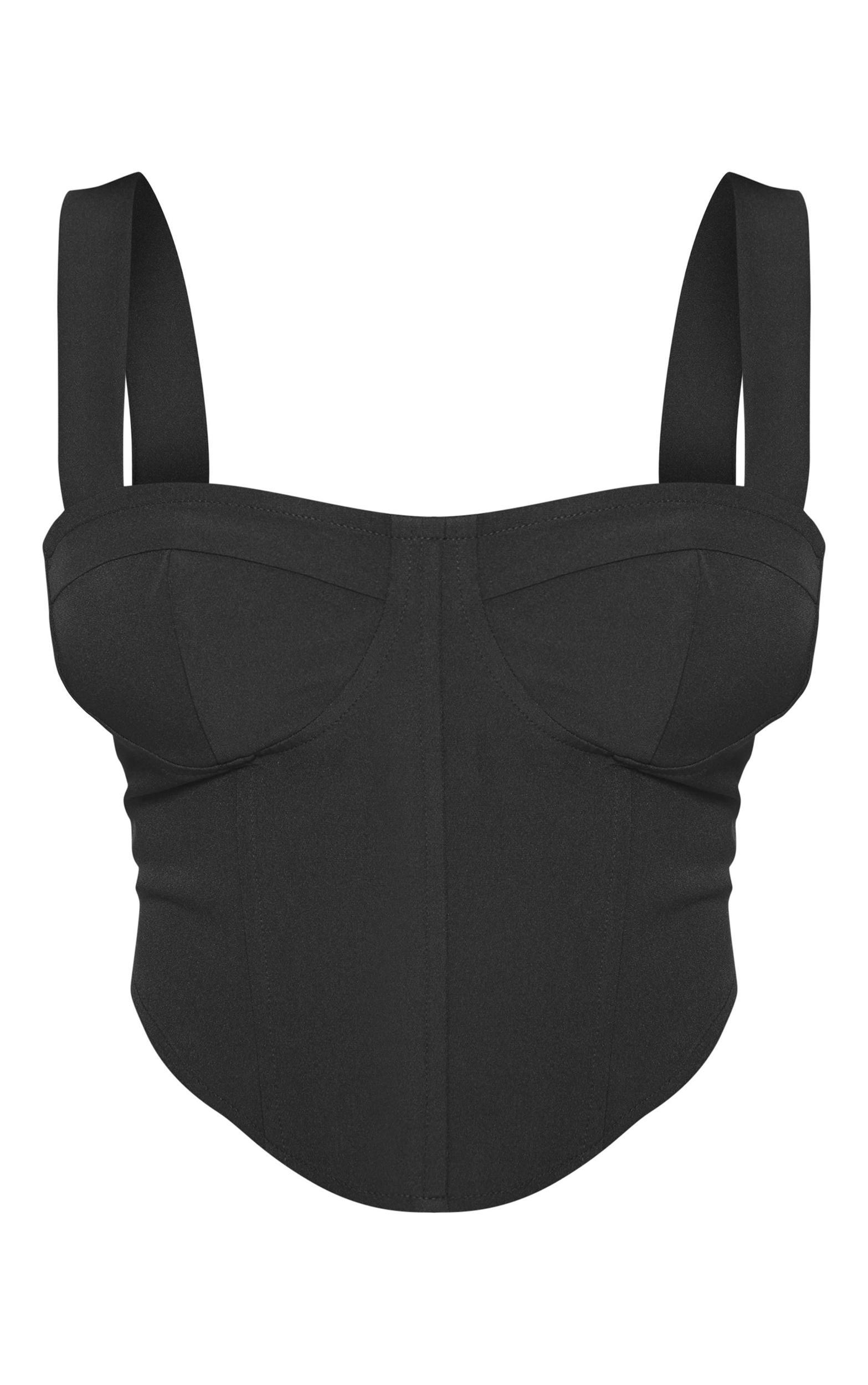 Shape Black Woven Corset Crop Top Product Image