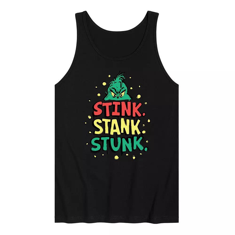 Mens Dr. Seuss The Grinch Stink STank Top Stunk Graphic Tank Top Grey Gray Product Image