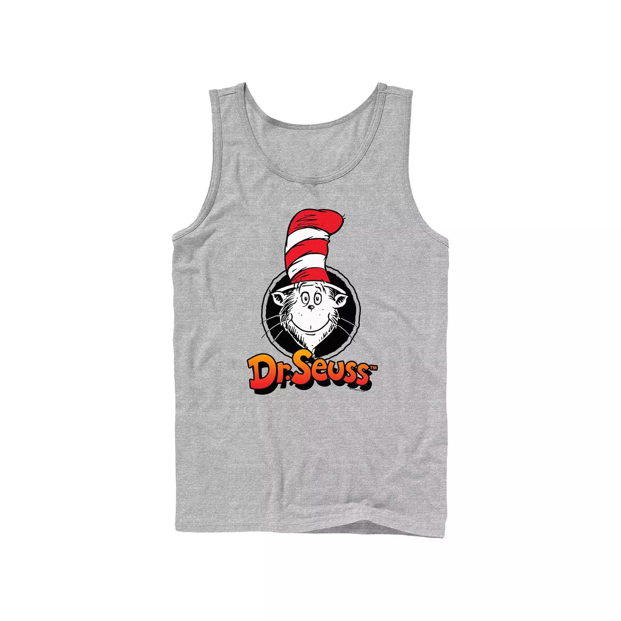 Men's Dr. Seuss The Cat In The Hat Stamp Graphic Tank, Size: Large, Athletic Grey Product Image